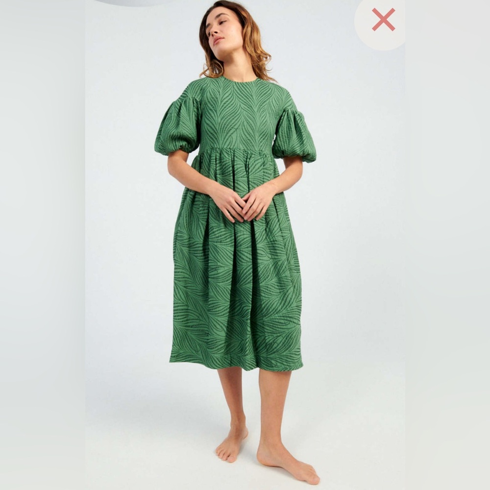 No. 6 Green Smocked Tiered Midi Dress